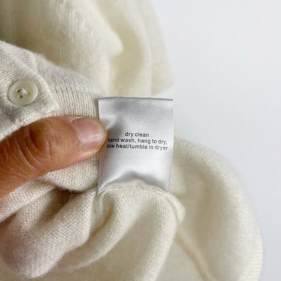 Brazeau Tricot Size 4 Cream Cashmere Collared Short Sleeve Button Front Sweater - Picture 10 of 10